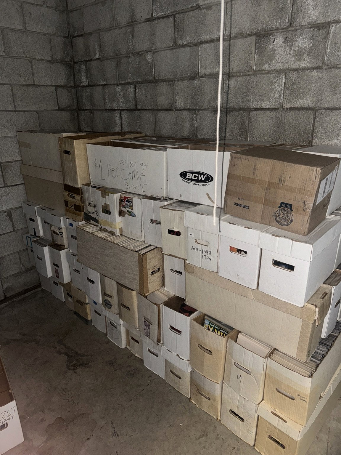 Boxes of comic books from a collection